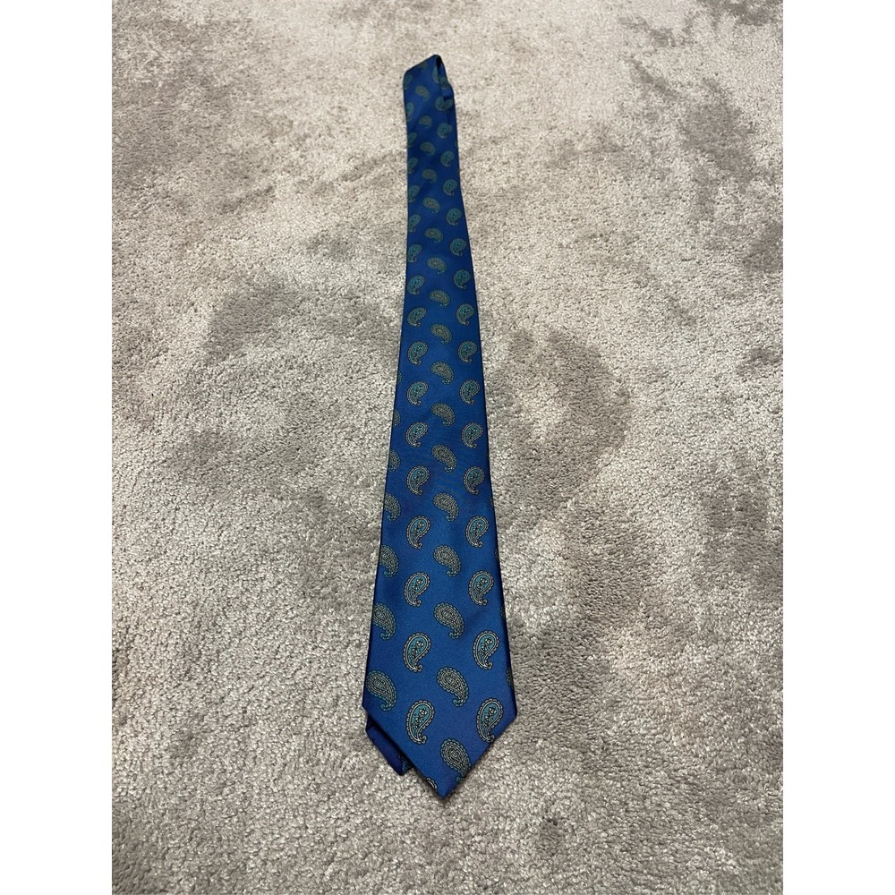 Pierre Cardin Men's Tie Blue Paisley Pattern 100% Silk Necktie